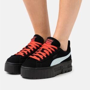 Puma Men's Black Sneakers with Red Accents
